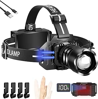 LEKIA Linterna Frontal LED 90000 Lumen, Recargable, Zoom, Camping🔦