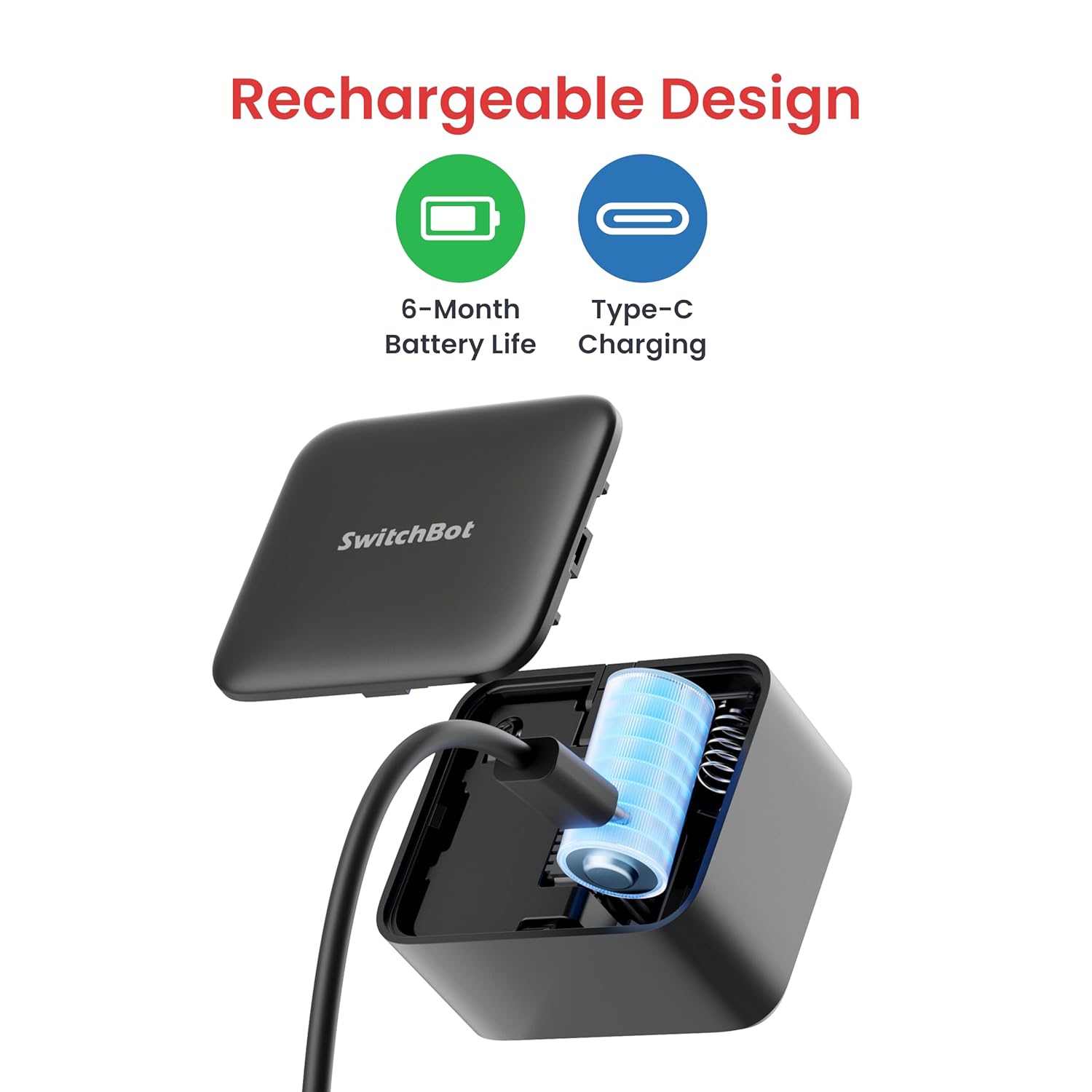 Thumbnail 1 de SwitchBot Smart Switch Button Pusher Rechargeable – High Torque Fingerbot with USB-C charging and Matter compatibility