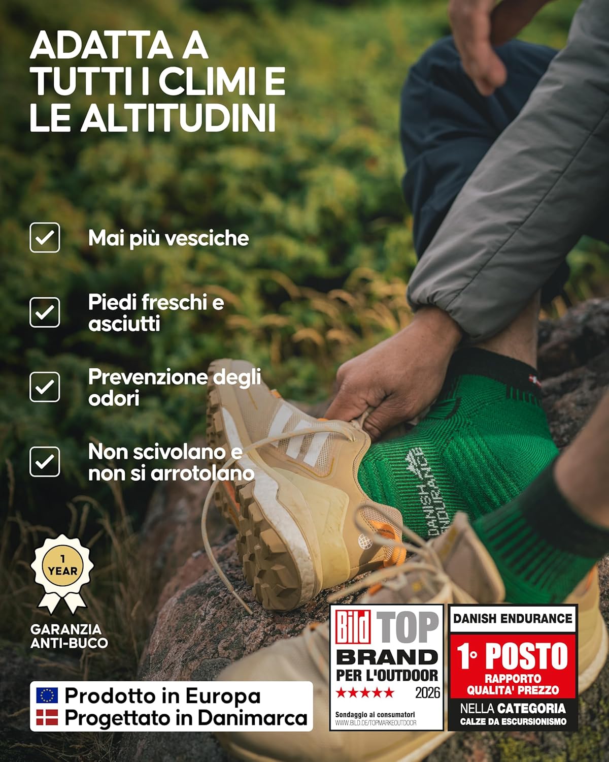 Thumbnail 2 de DANISH ENDURANCE Calzini Trekking Lana Merino Unisex – set da 3 paia