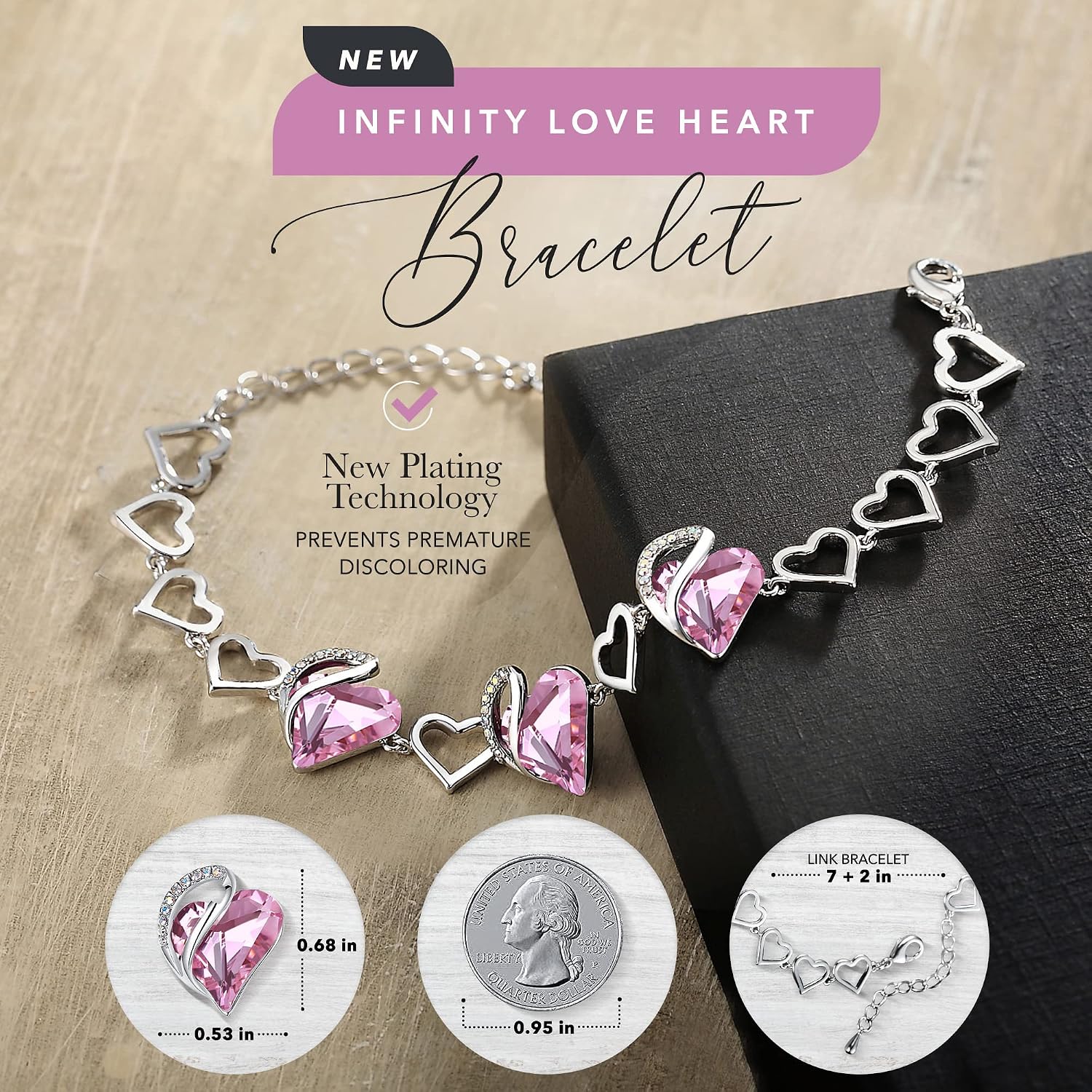 Detalle de Leafael Heart Bracelet with 7-Inch Chain