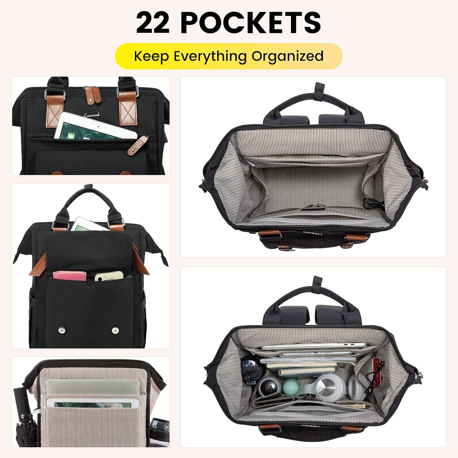 Thumbnail 2 de LOVEVOOK Sac à Dos Femme 15,6 Pouces – Grand rangement et douceur pour le quotidien