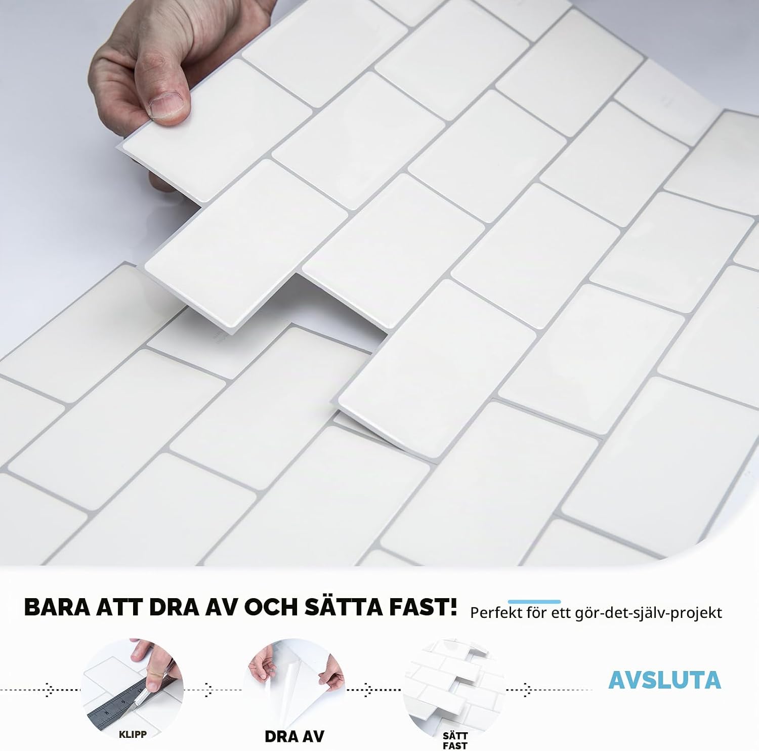 Thumbnail 6 de Art3d A17048 självhäftande kakeldekaler, varmvit med grå fog, 3D-effekt
