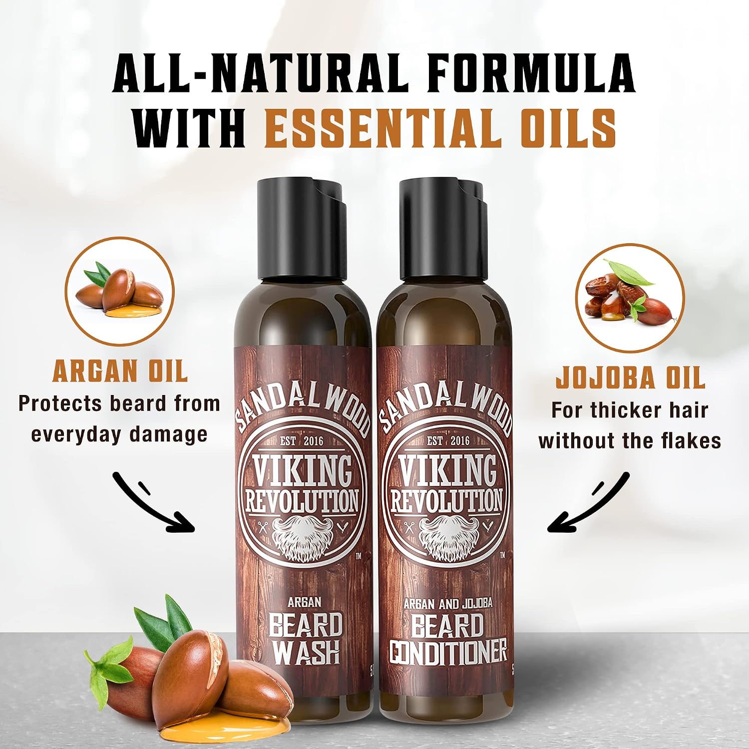 Thumbnail 5 de Viking Revolution Beard Wash & Conditioner Set with Argan & Jojoba Oils (5oz) – Softens & Strengthens