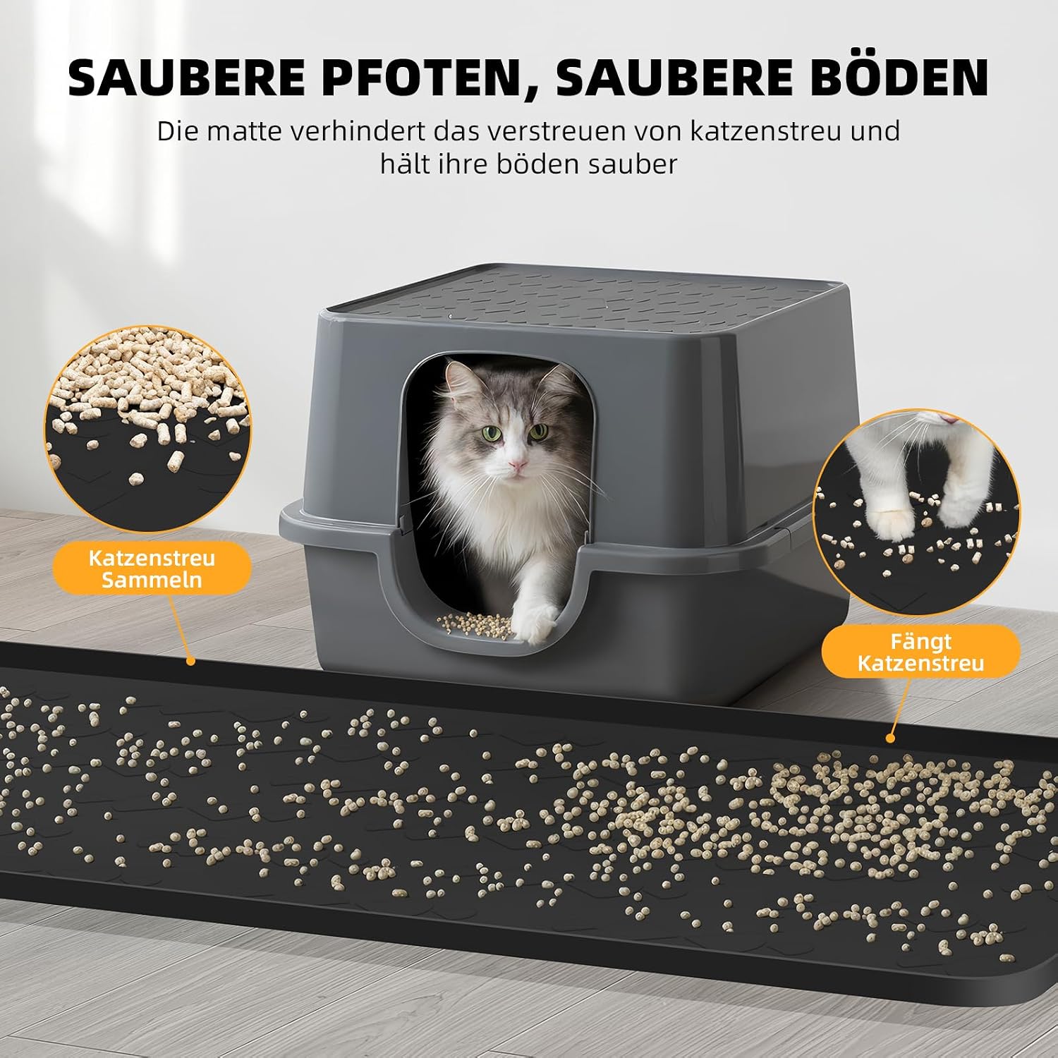Detalle 2 de Mittimiya Katzenklo Matte 100 x 70 cm – Groß XXL, lebensmittelechtes Silikon, wasserdicht & rutschfest