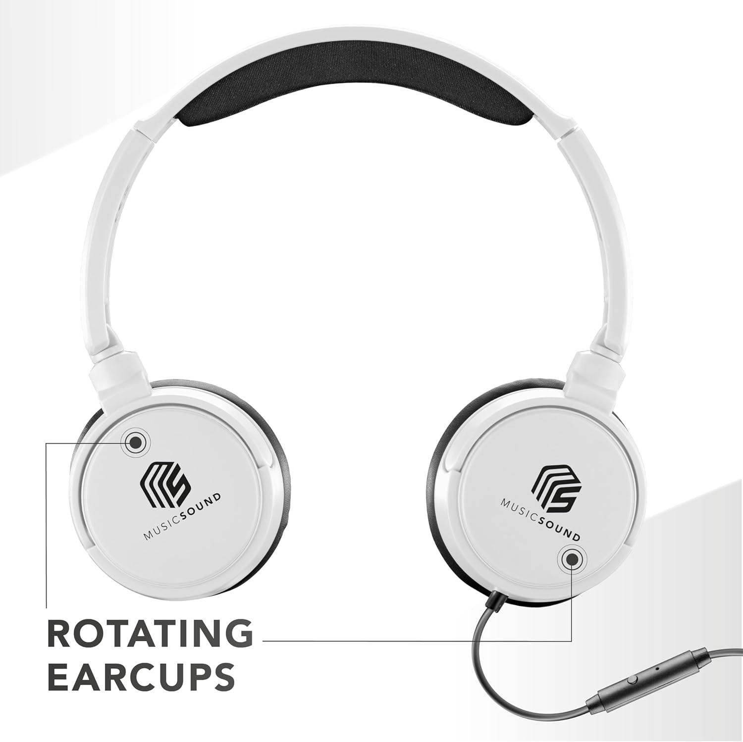 Thumbnail 1 de Music Sound Basic Bügelkopfhörer mit Kabel (Over Ear), faltbar & Mikrofon, 3,5-mm-Klinke – Weiß