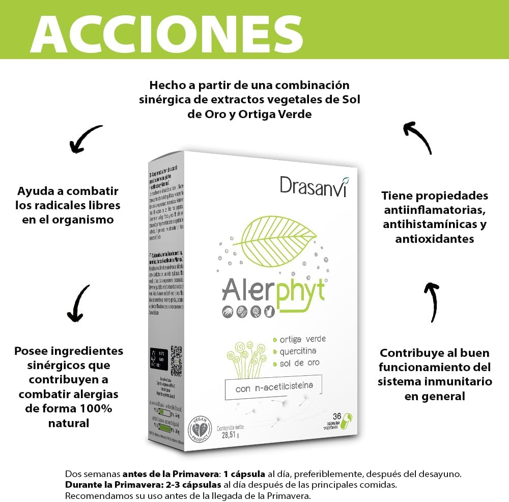 Detalle de ALERPHYT 36 cápsulas Drasanvi antialérgico natural