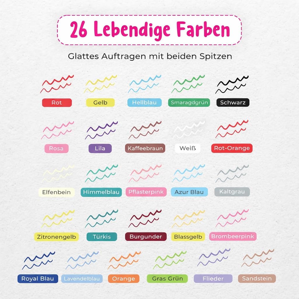 Thumbnail 6 de Desire Deluxe Acrylstifte (26, doppelseitig, mehrfarbig) zum Bemalen von Steinen, Keramik, Glas, Holz & Leinwand