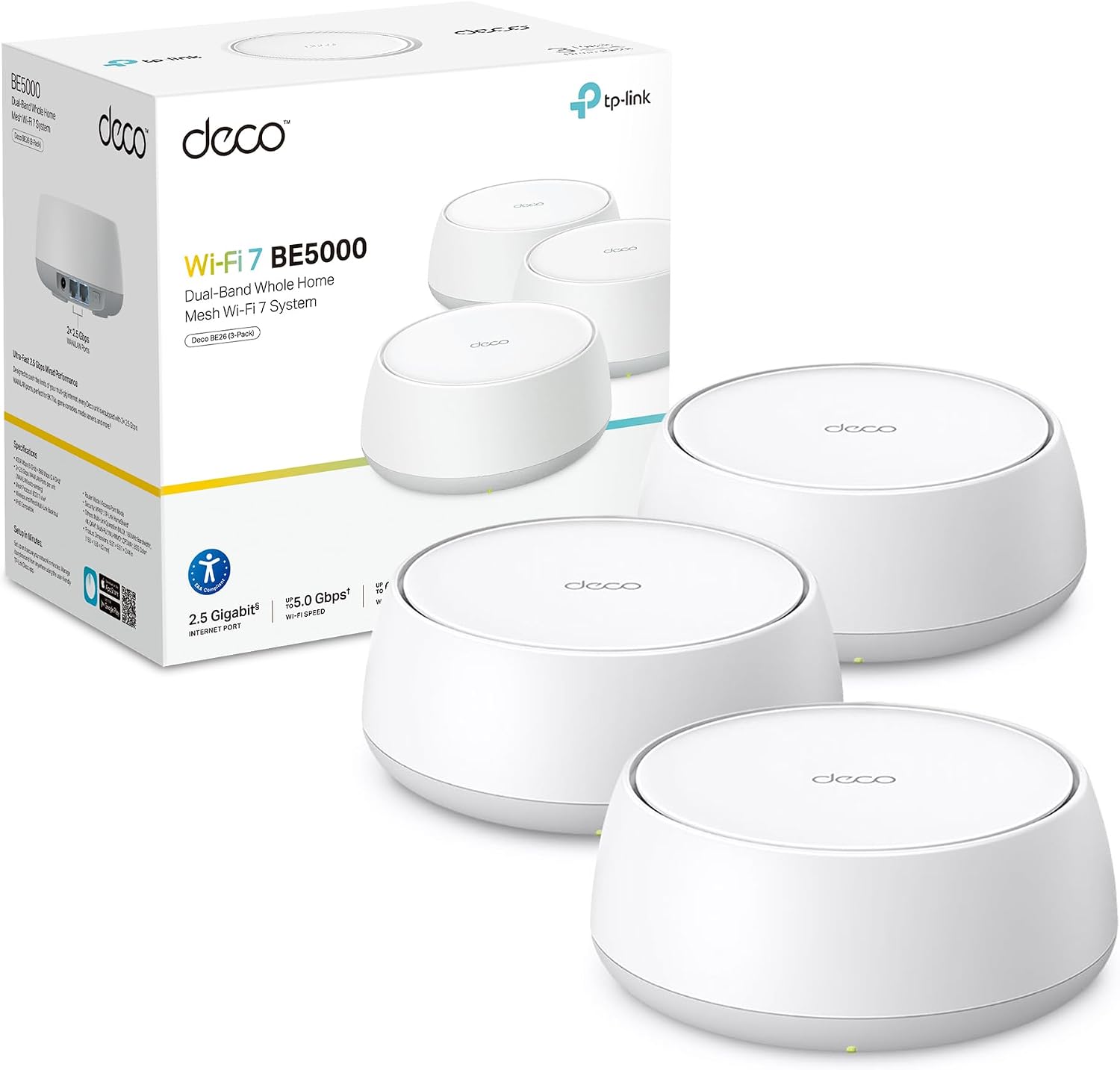 Detalle de 2026 TP-Link Deco BE26 (3‑Pack) BE5000 Dual‑Band WiFi 7 Mesh System