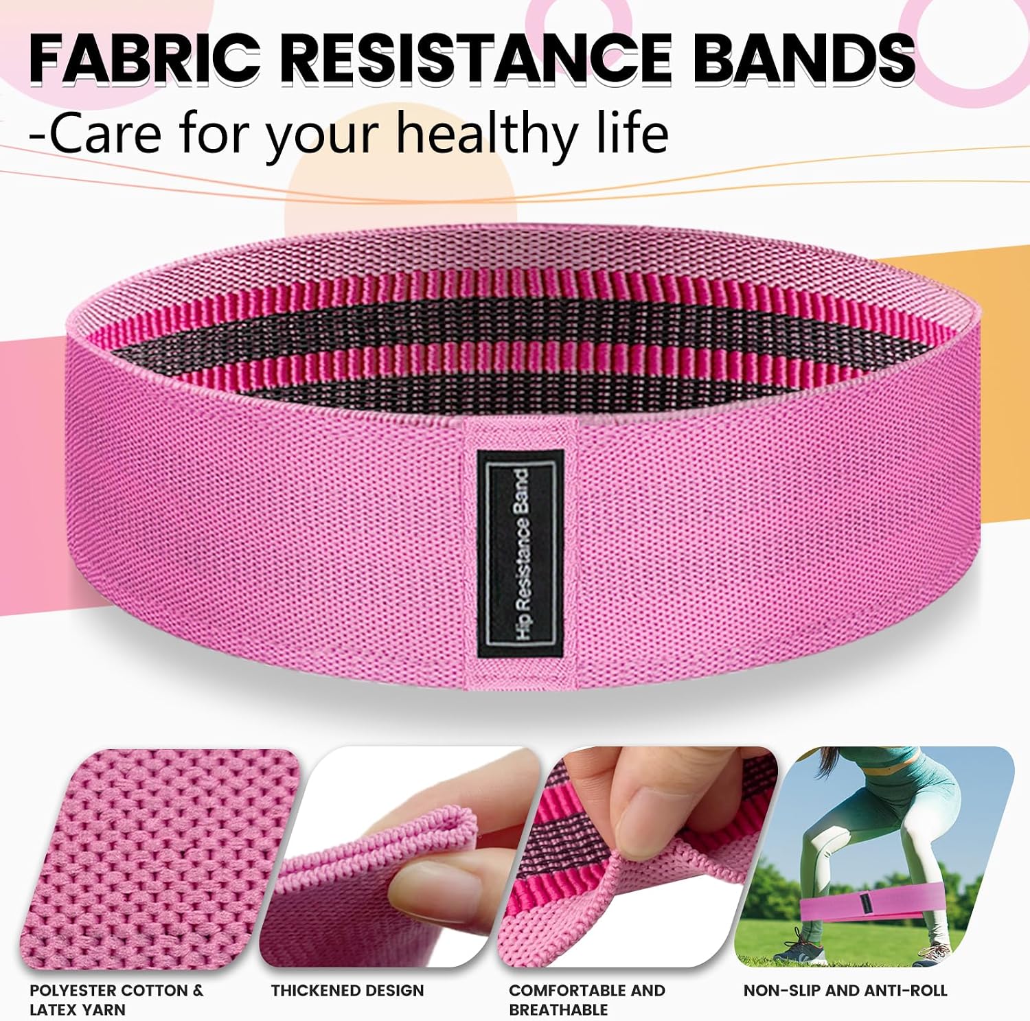 Thumbnail 2 de Exercise Band Set: Non-Slip Fabric Resistance Bands for Legs & Glutes