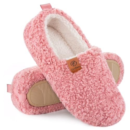 Detalle de EverFoams Women Faux Shearling Indoor Slippers (Pink, UK 7-8) – Comfort Meets Quiet Warmth