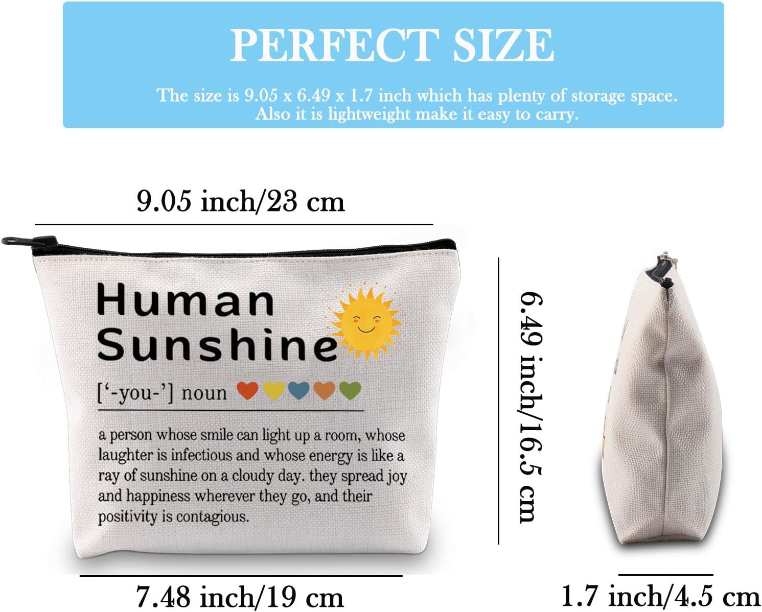Thumbnail 1 de Human Sunshine Definition Makeup Bag – Inspirational canvas toiletry organiser for everyday cosmetics