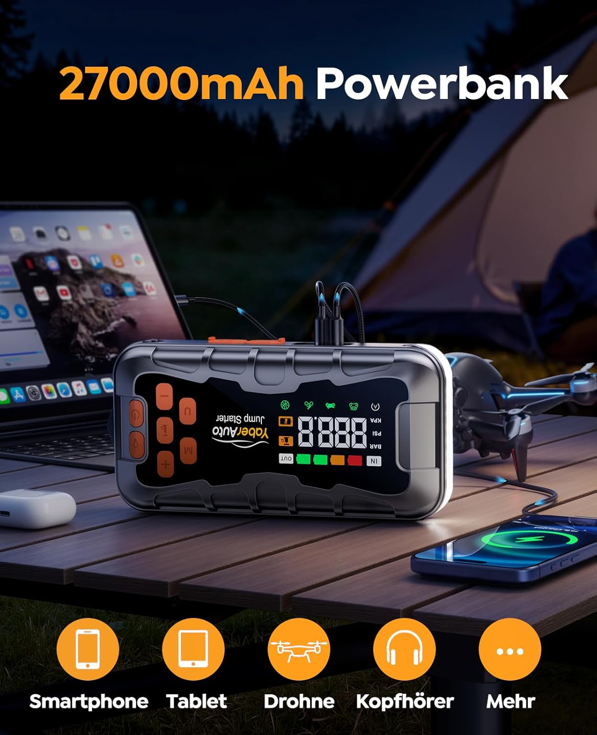 Detalle 2 de 7000A Starthilfe Powerbank 27000mAh