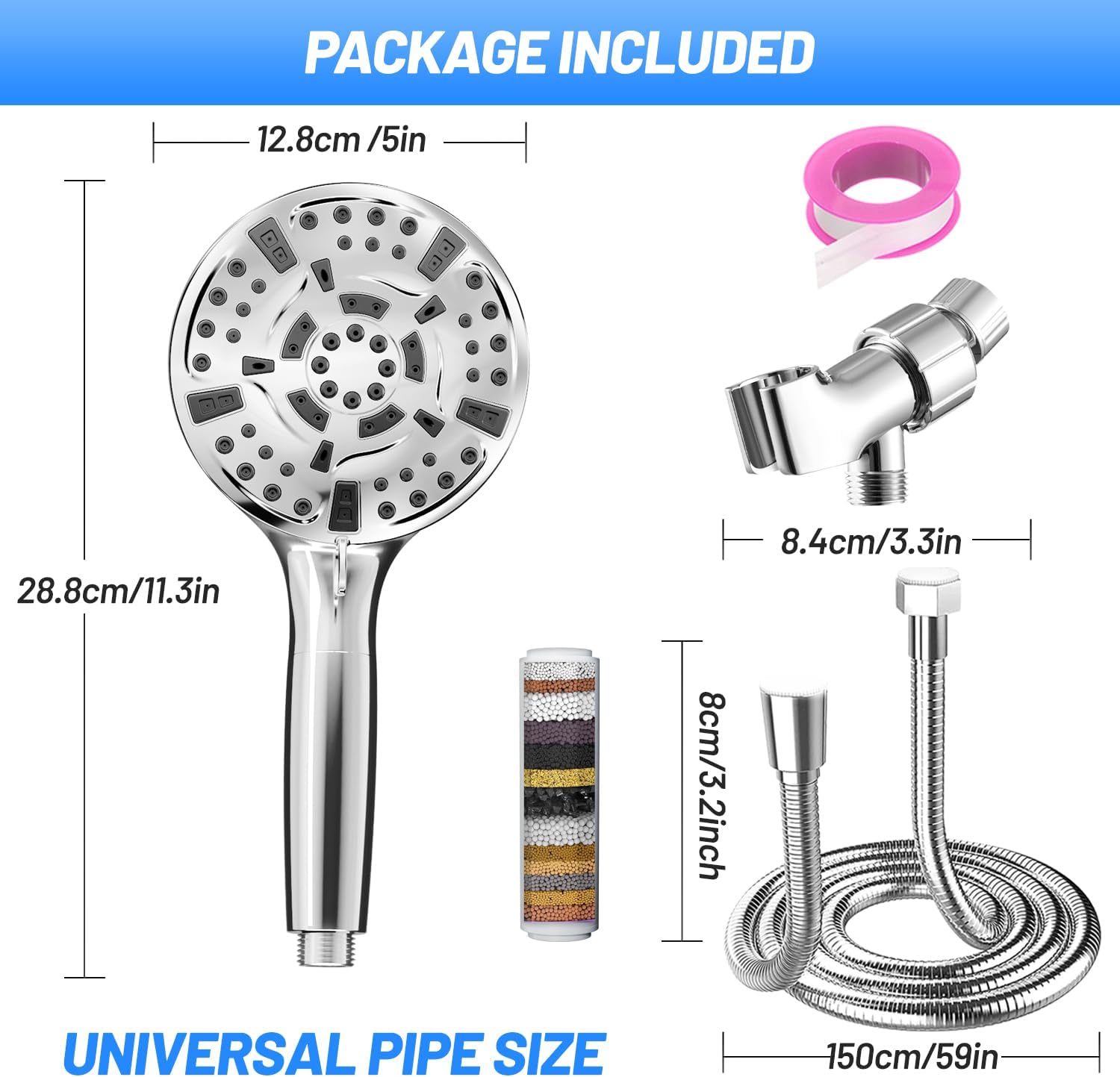 Thumbnail 6 de VEHHE filtered shower head with KDF filter