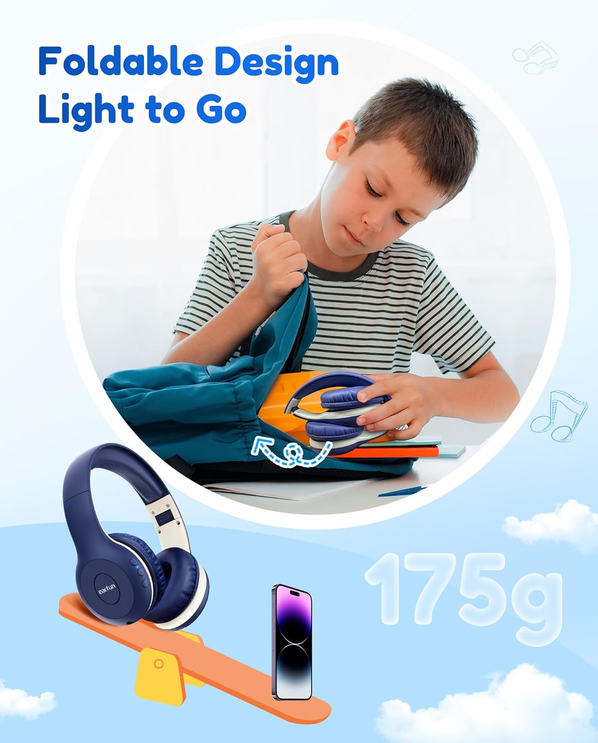 Thumbnail 6 de EarFun Kinder-Kopfhörer Bluetooth 40 Std Akku
