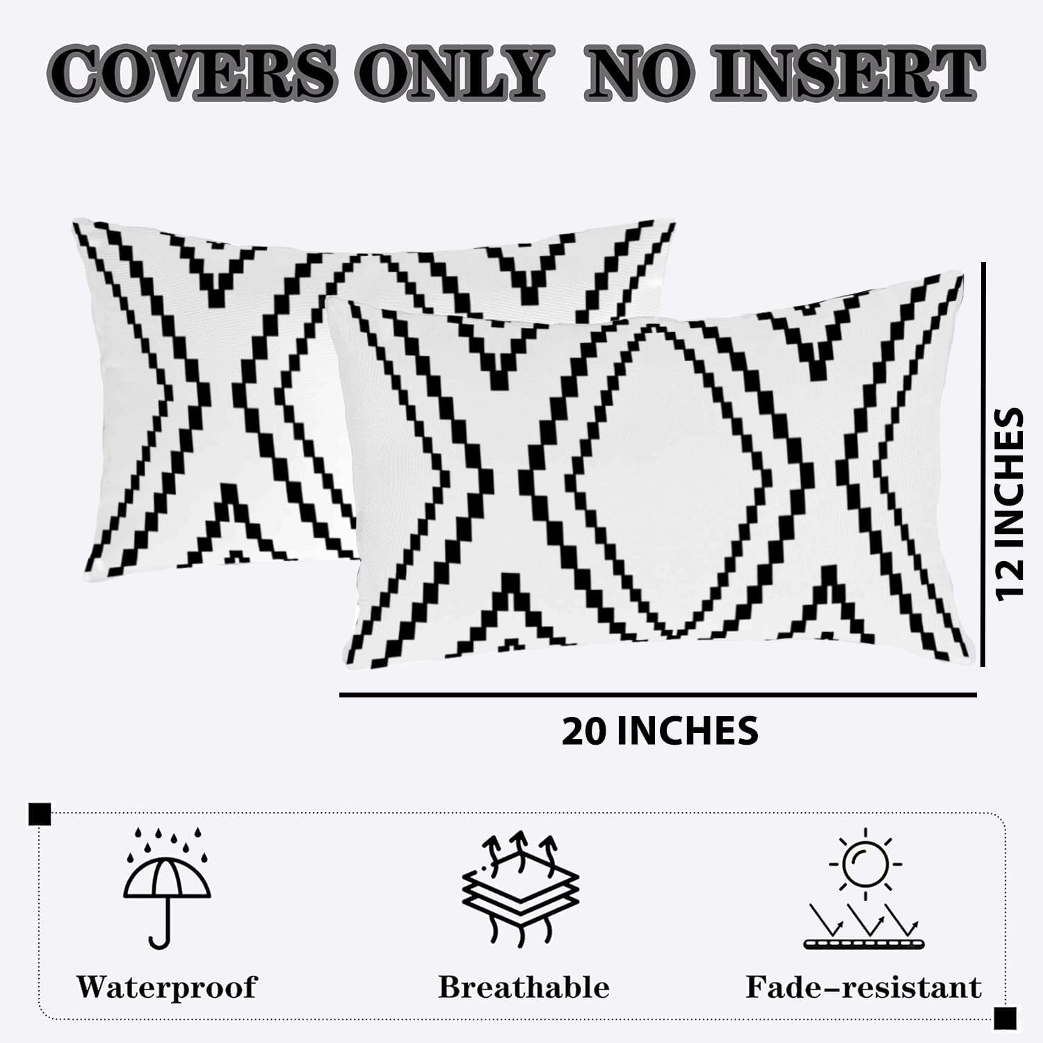 Detalle 2 de Yaofavo Outdoor Pillow Covers, 12x20 Inches