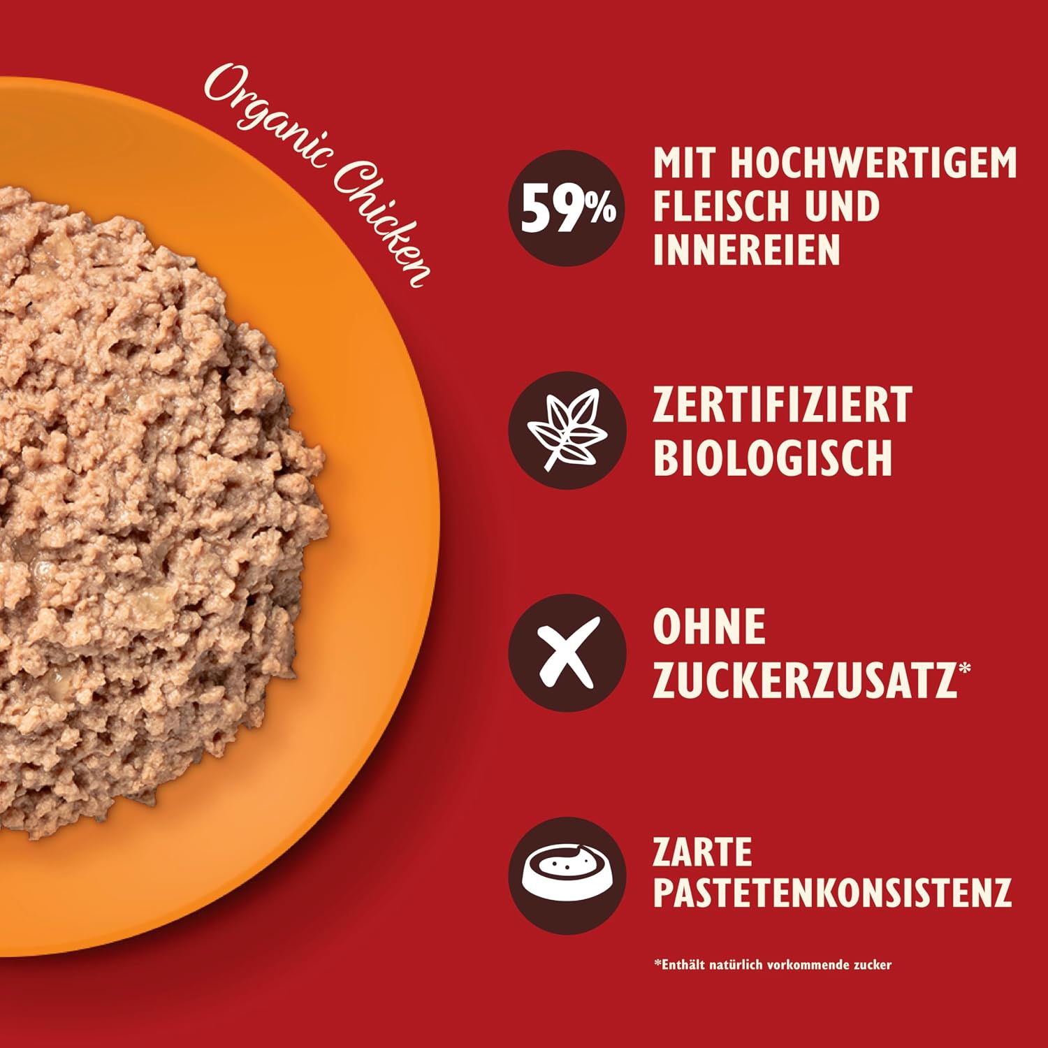 Detalle de Lily's Kitchen Nassfutter-Schale für Katzen – Bio-Huhn, getreidefrei, 19 x 85 g