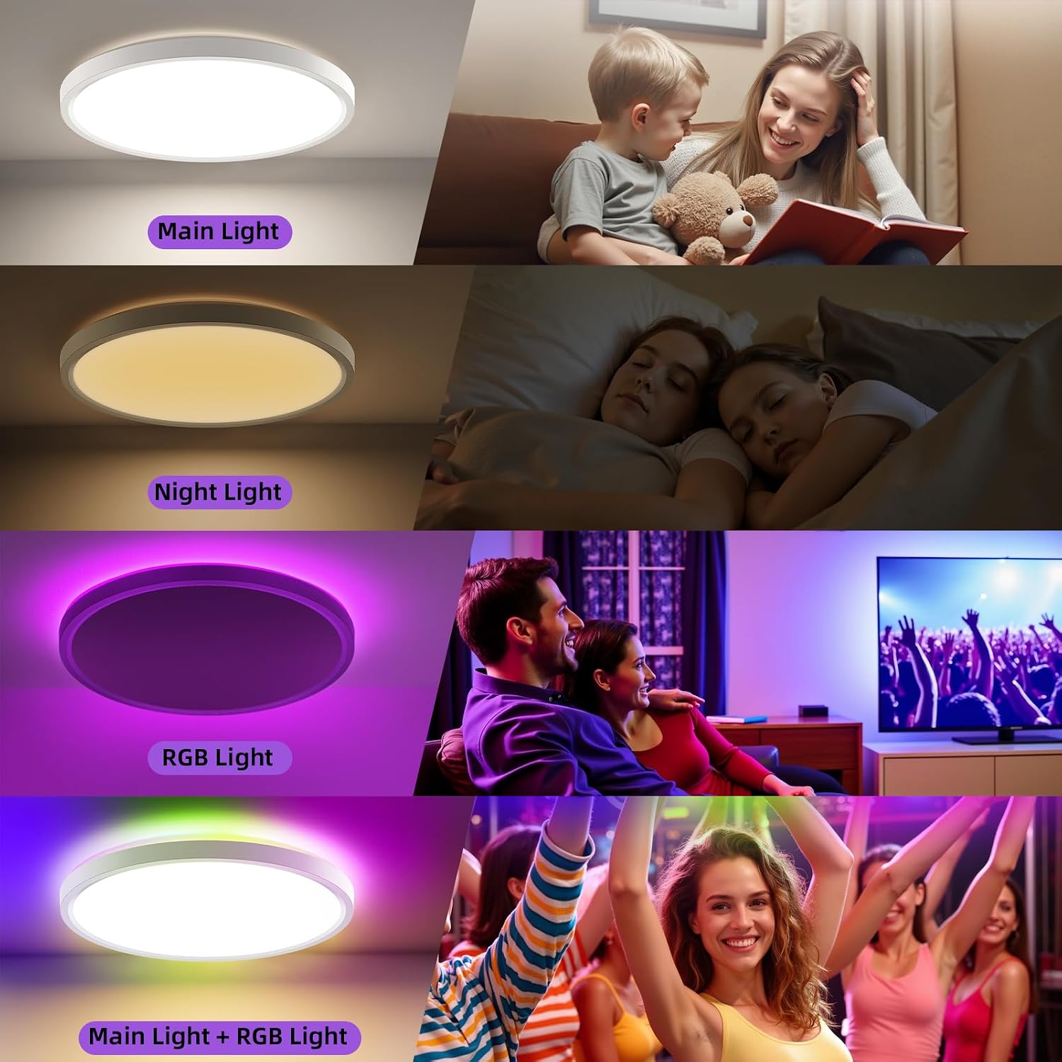 Thumbnail 6 de Taipow YLXDD420-S24W-01 LED-plafondlamp, dimbaar, 7 RGB-kleuren, Ø30 cm