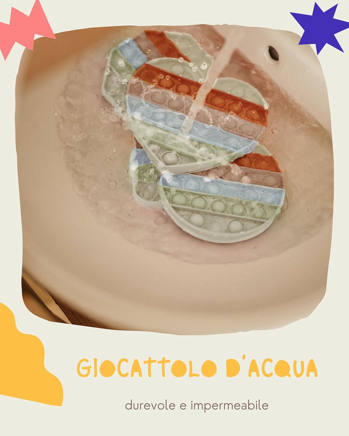 Detalle de Pop on It per Bambini | Set di 4 Pop Bubble Fidget Toy impermeabili in silicone