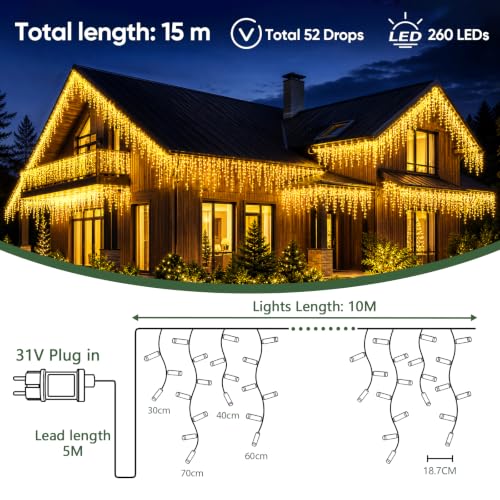 Detalle 2 de Hoteril 10M Tenda Luminosa Natale LED Cascata – Luci Esterno/Interno