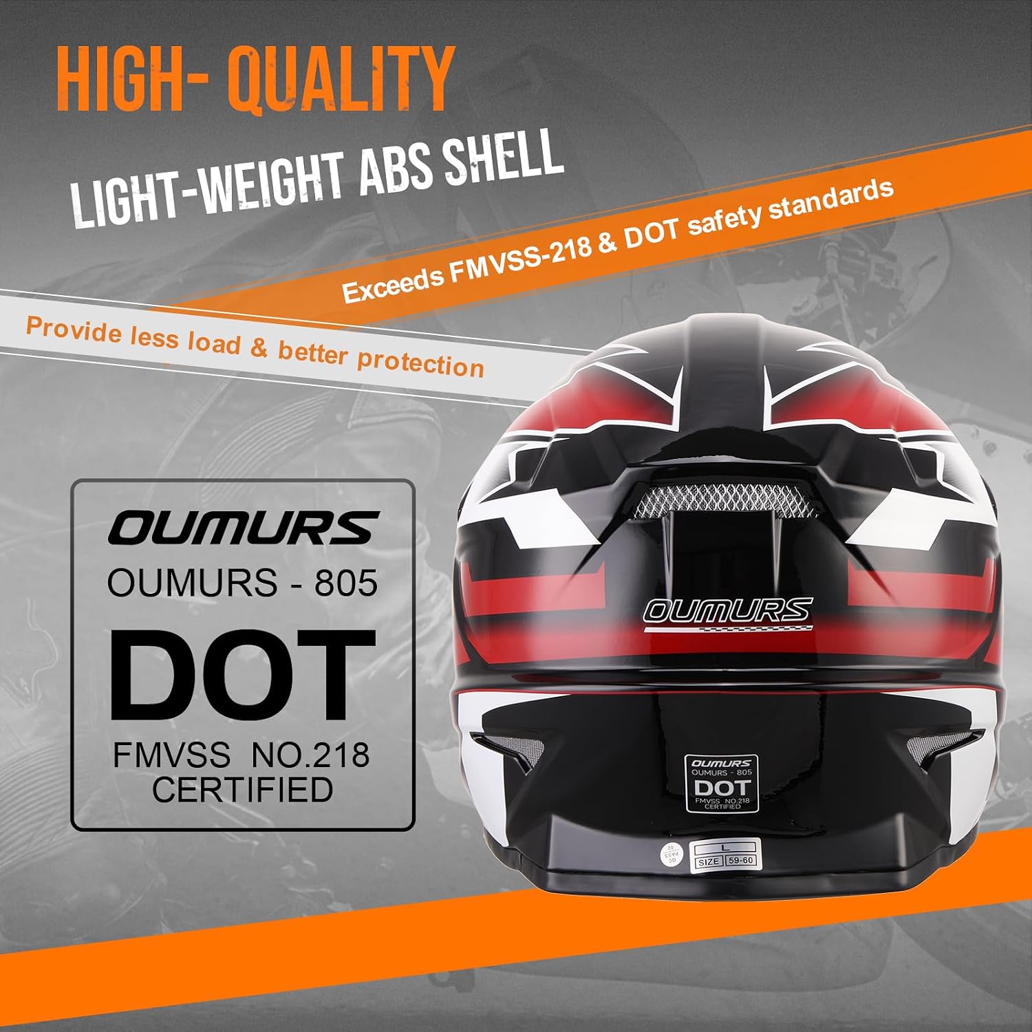 Thumbnail 4 de OUMURS DOT Adult M Helmet with Visor