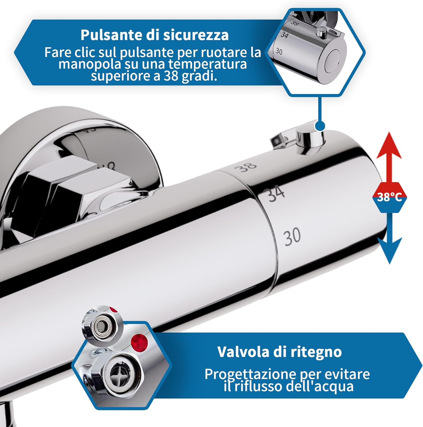 Detalle de MORADO miscelatore doccia termostatico (montaggio a parete) finitura cromata