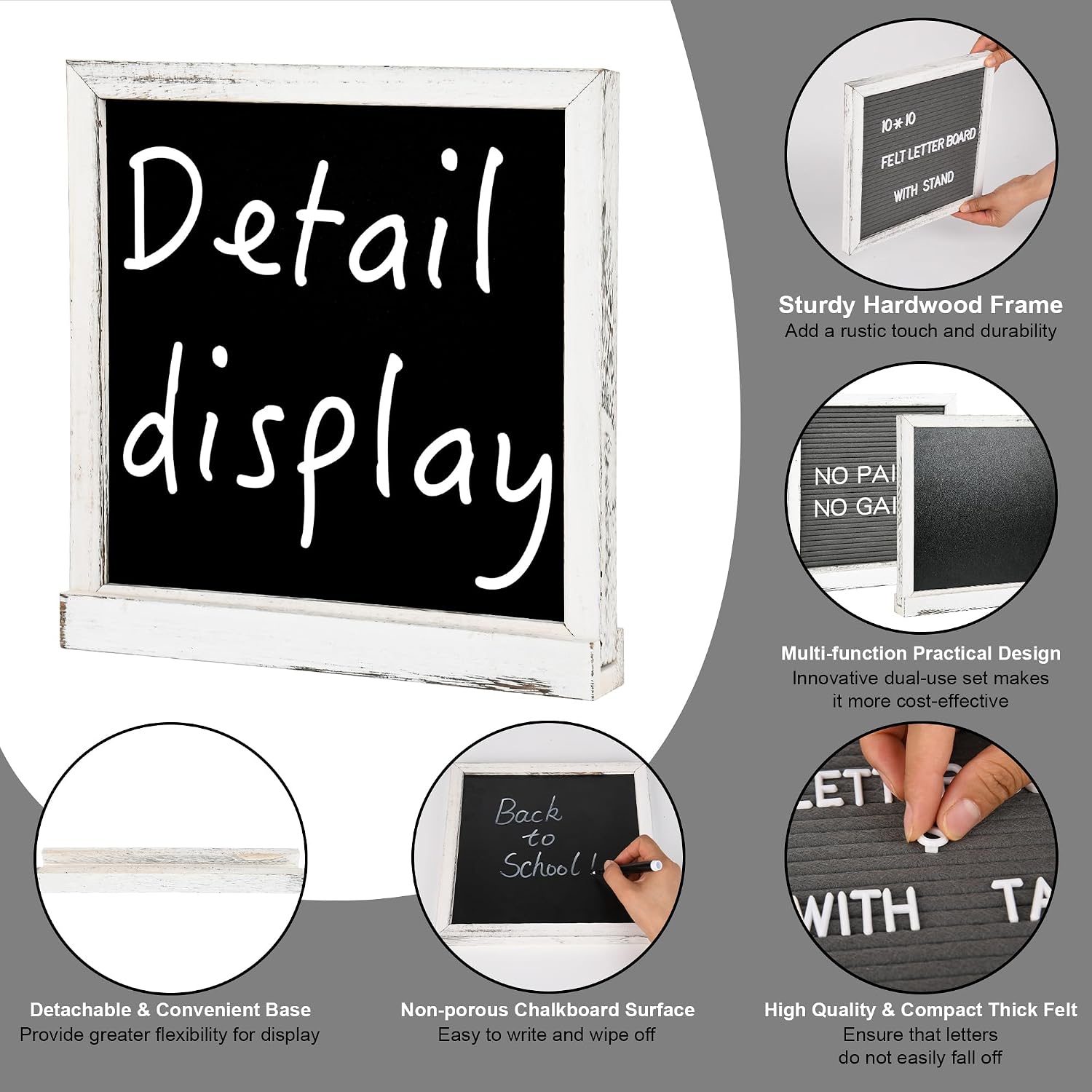Detalle 2 de Double-Sided Chalkboard Sign, 10 x 10 Inches