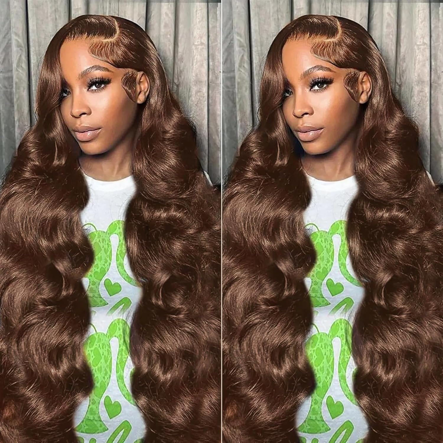 Thumbnail 6 de SFTNMEH 30 Inch Chocolate Brown Lace Front Wig with 200 Density