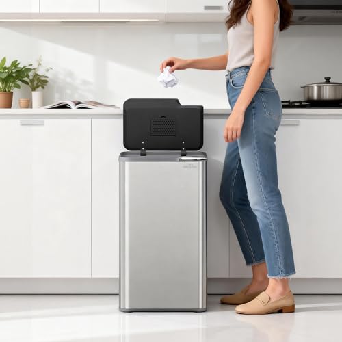 Thumbnail 6 de mVm Kitchen Bin 80L: Stainless Steel Push Top Waste Bin with Odour Seal