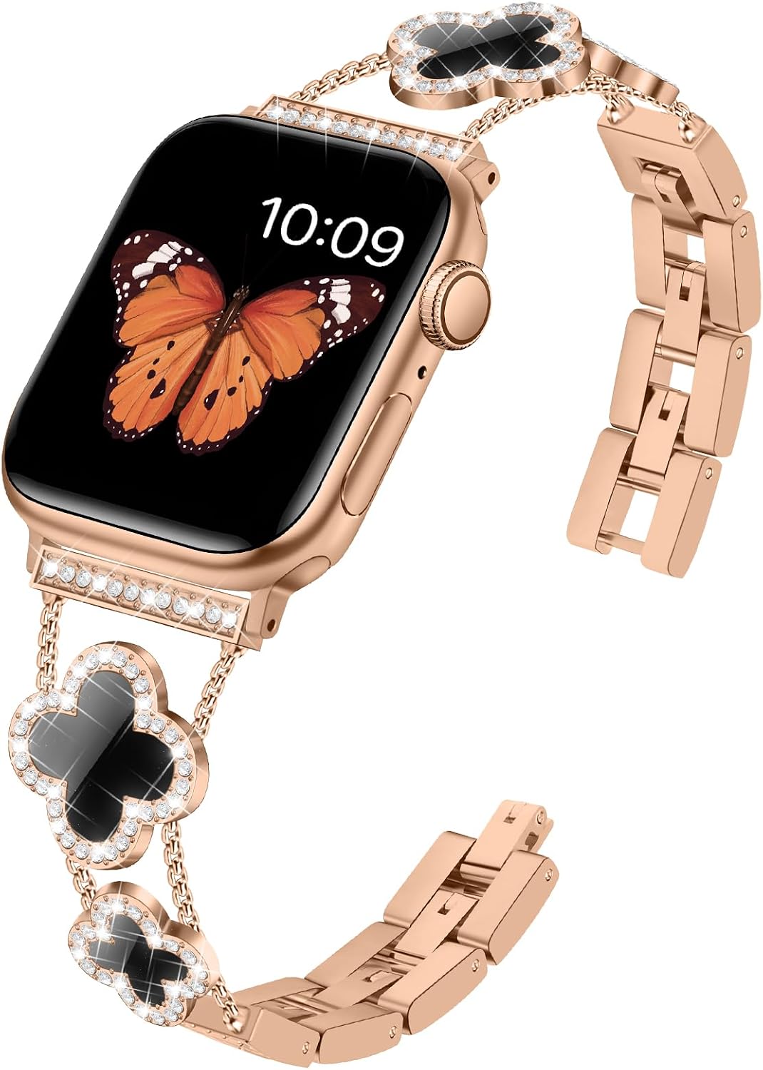 Detalle de Tasikar Bling Diamond Women Straps for Apple Watch 42–49mm (Rose Gold/Black)