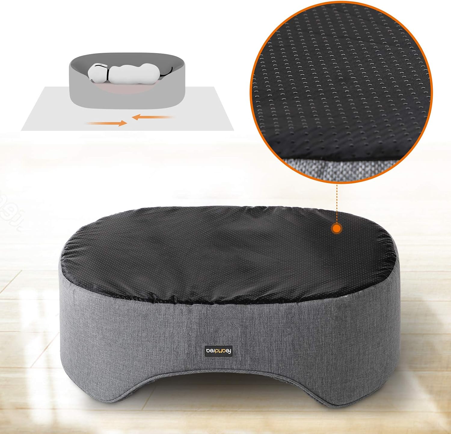 Detalle de FEANDREA Dog Bed: Reversible Cushion, 83 x 63 x 27 cm, Grey PGW32GG