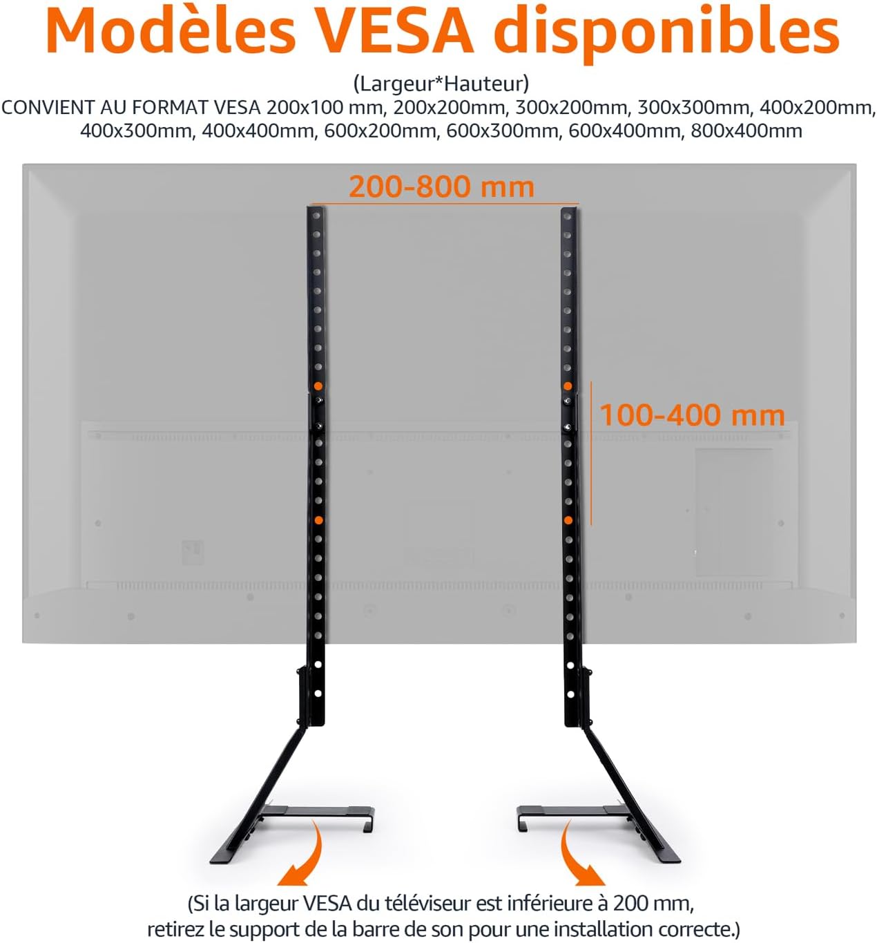 Detalle de Amazon Basics support TV VESA jusqu’à 800 x 400