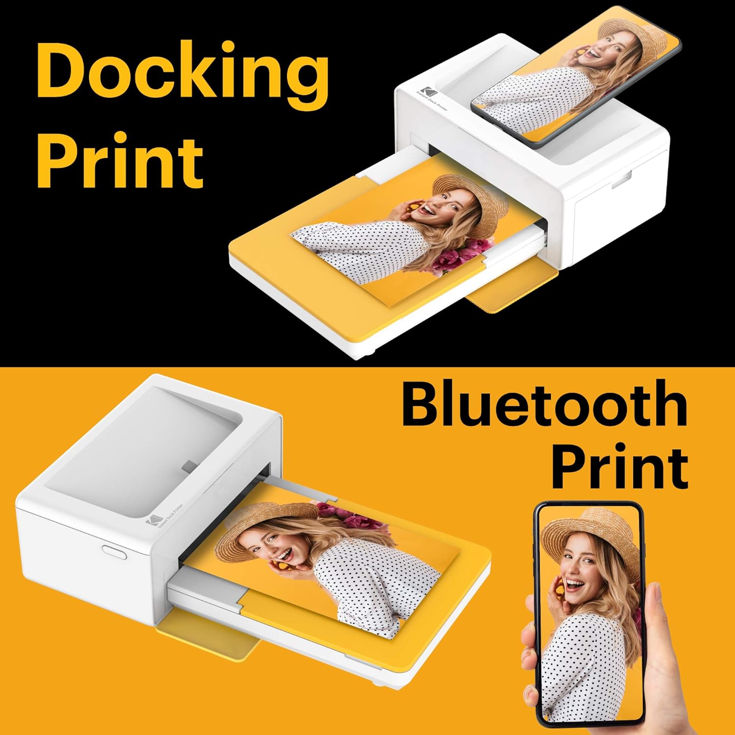 Detalle de KODAK PD460 – Imprimante photo 10x15 cm, Bluetooth et Docking, Blanc & Jaune
