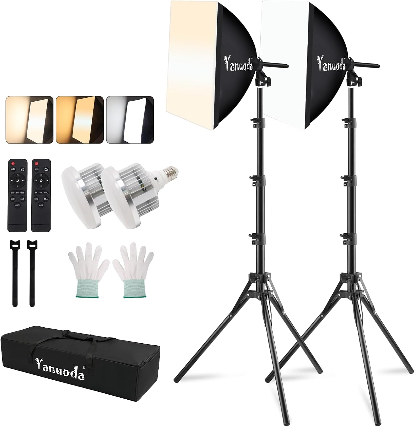 Set 2 Softbox 40x40 cm con lampade LED 95W per studio fotografico