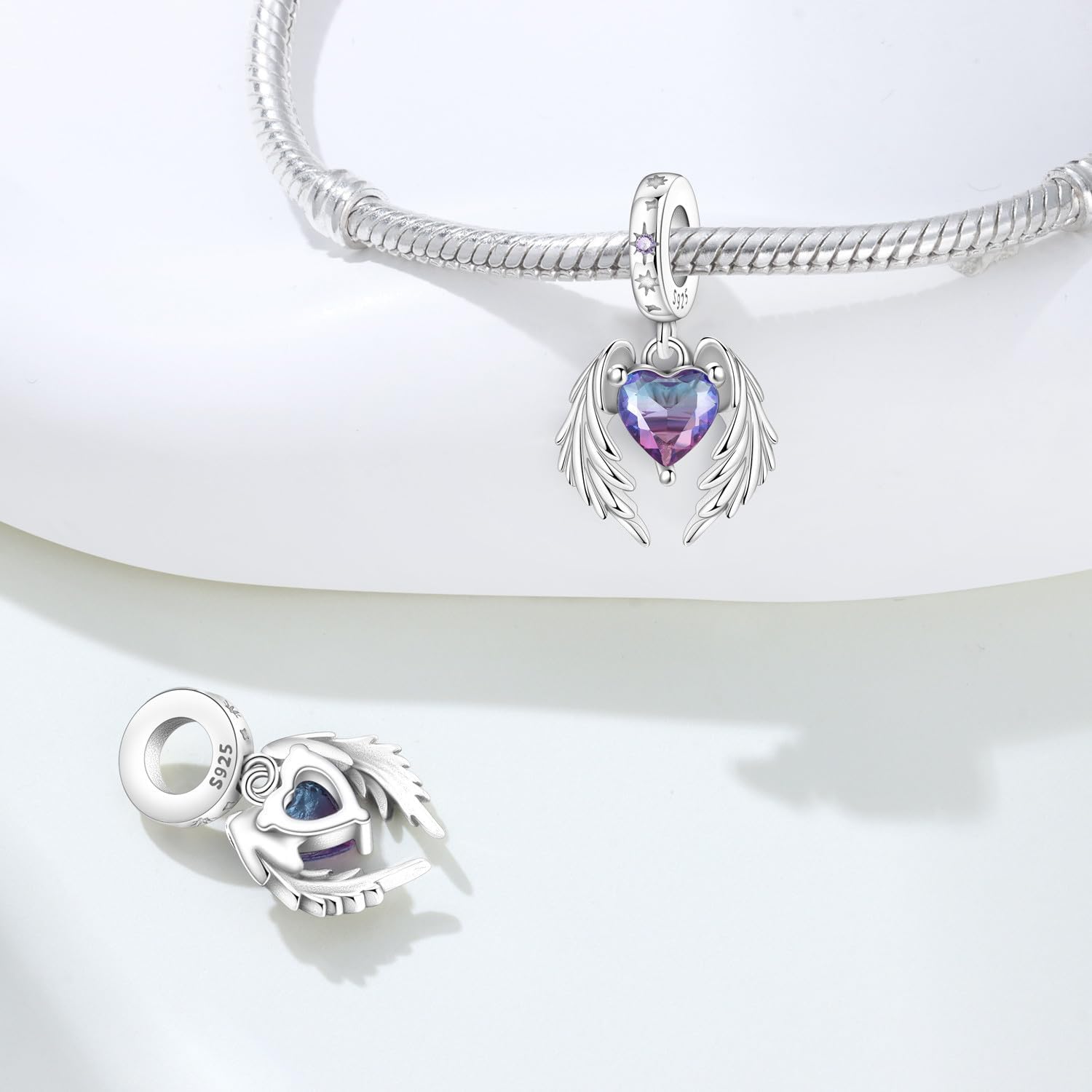 Detalle 2 de PANPOKI Family Herz Charm 925 Sterling Silber – Nurse, Mutter-Tochter, Schwester, Kleiner Junge, Kleines Mädchen für Charm Armbänder