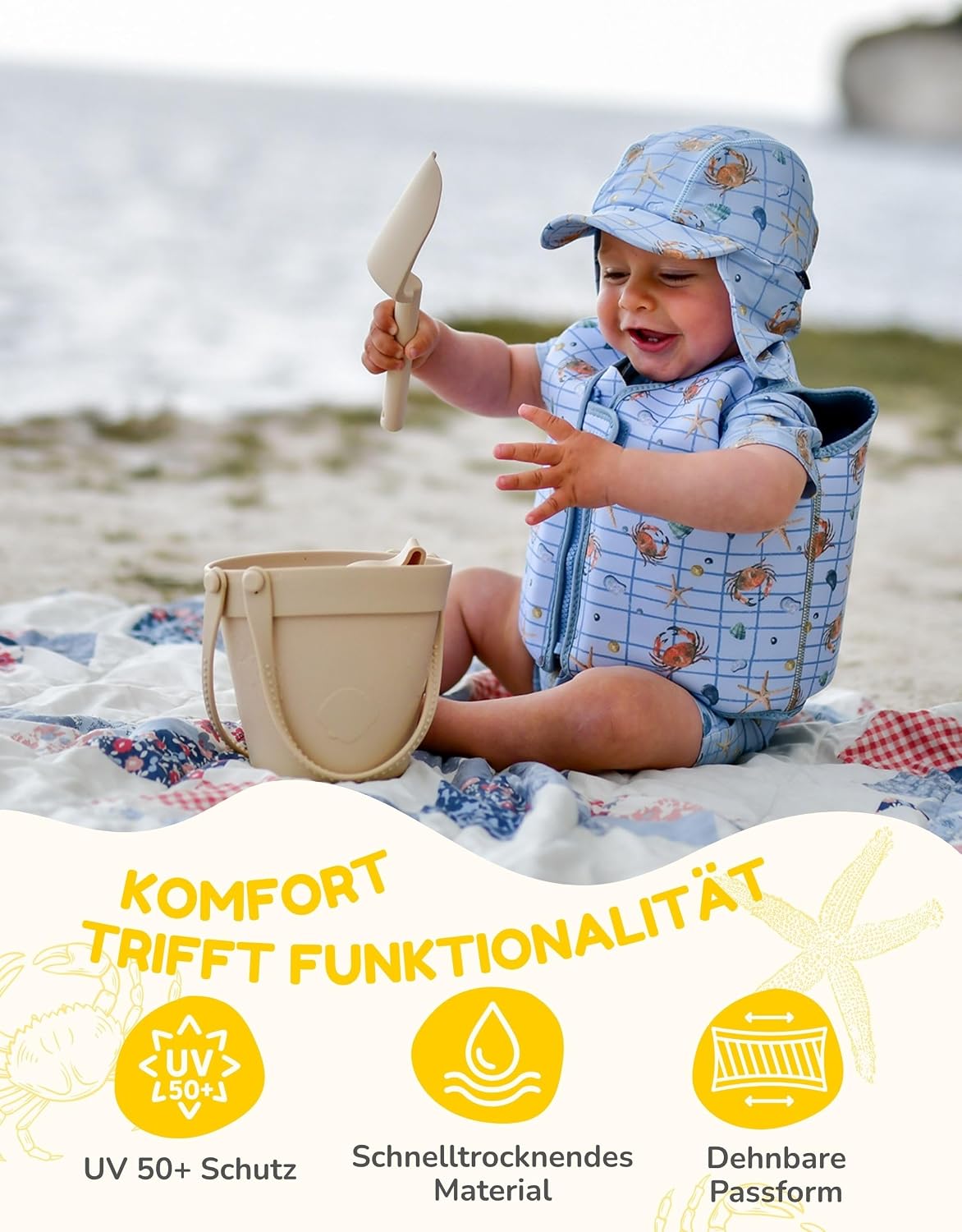 Thumbnail 5 de Mikk-line Chapeau de soleil pour bébé avec protection de la nuque – Chapeau d'été léger à visière et cordons