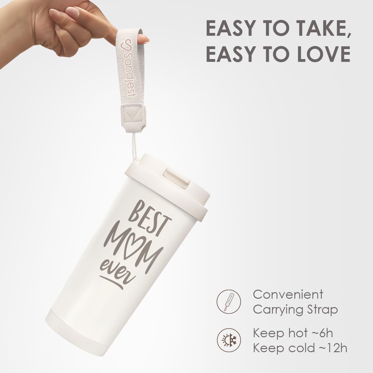 Thumbnail 3 de SANDJEST Best Mom Ever Tumbler: 18 oz Stainless Steel with 2-in-1 Lid