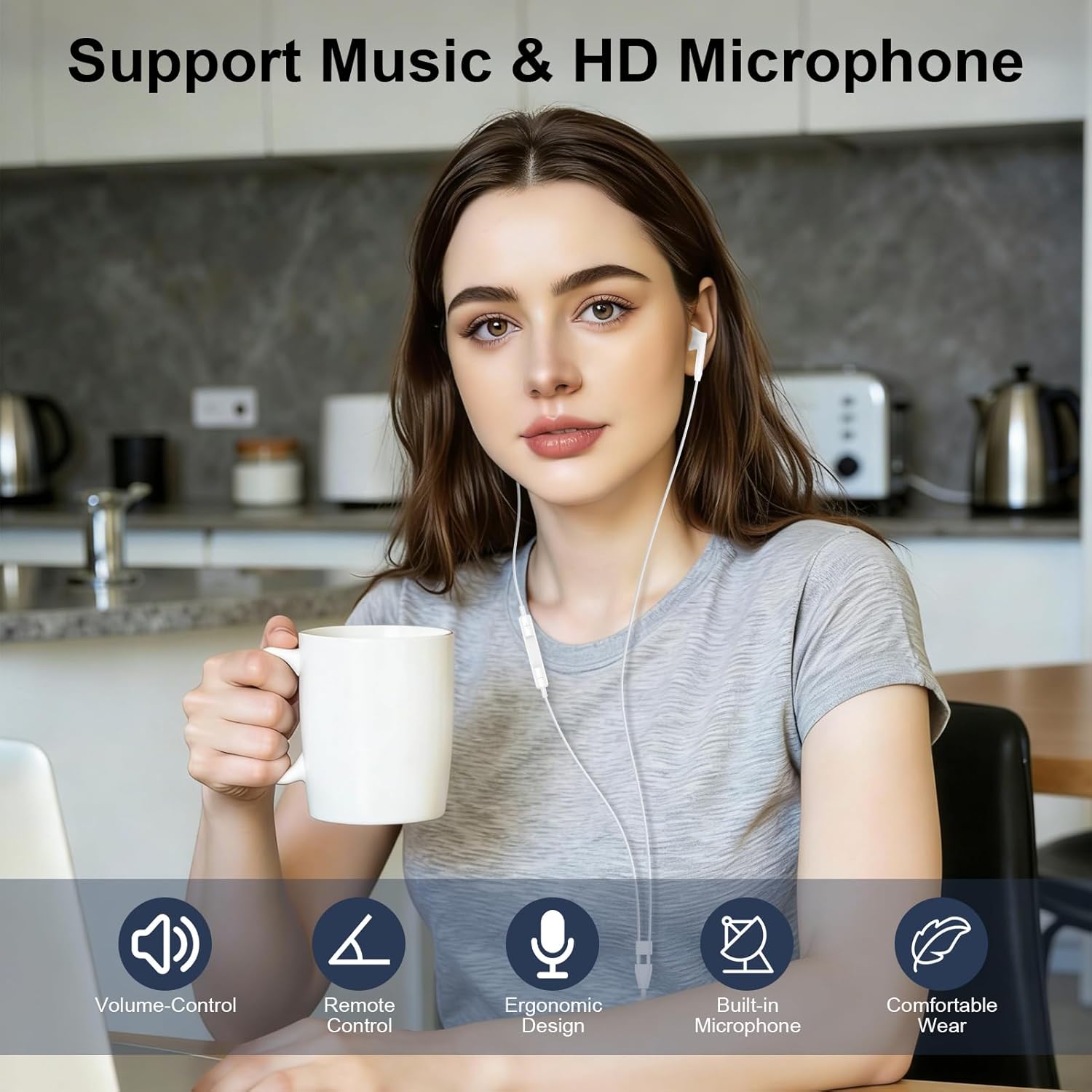 Thumbnail 5 de Kopfhörer mit USB-C Kabel für Samsung, iPhone, Google Pixel und mehr – In Ear, mit Mikrofon