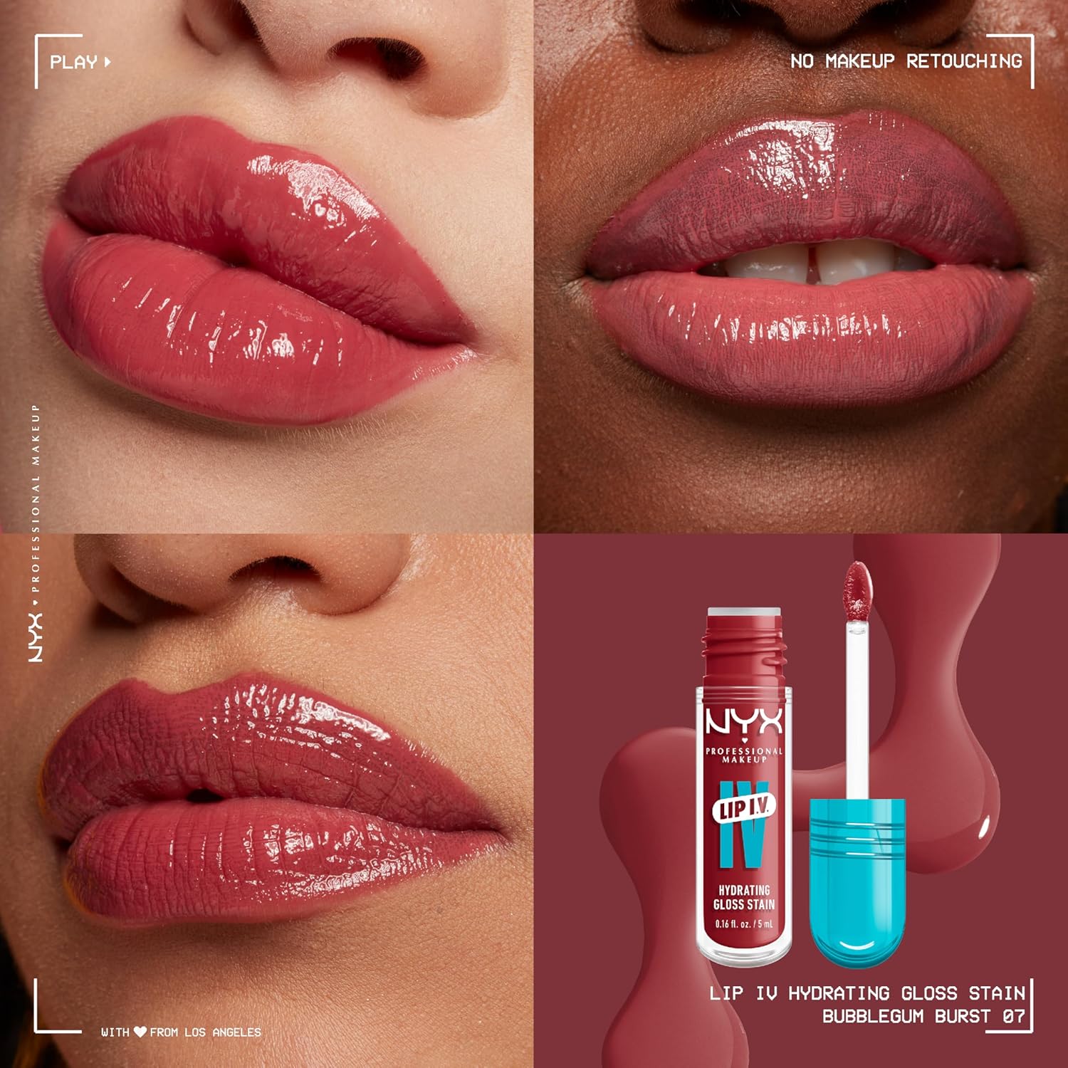Thumbnail 1 de NYX Lip IV Hydrating Gloss Stain 2-in-1 Bubblegum Burst – Feuchtigkeit trifft sanfte Farbgebung