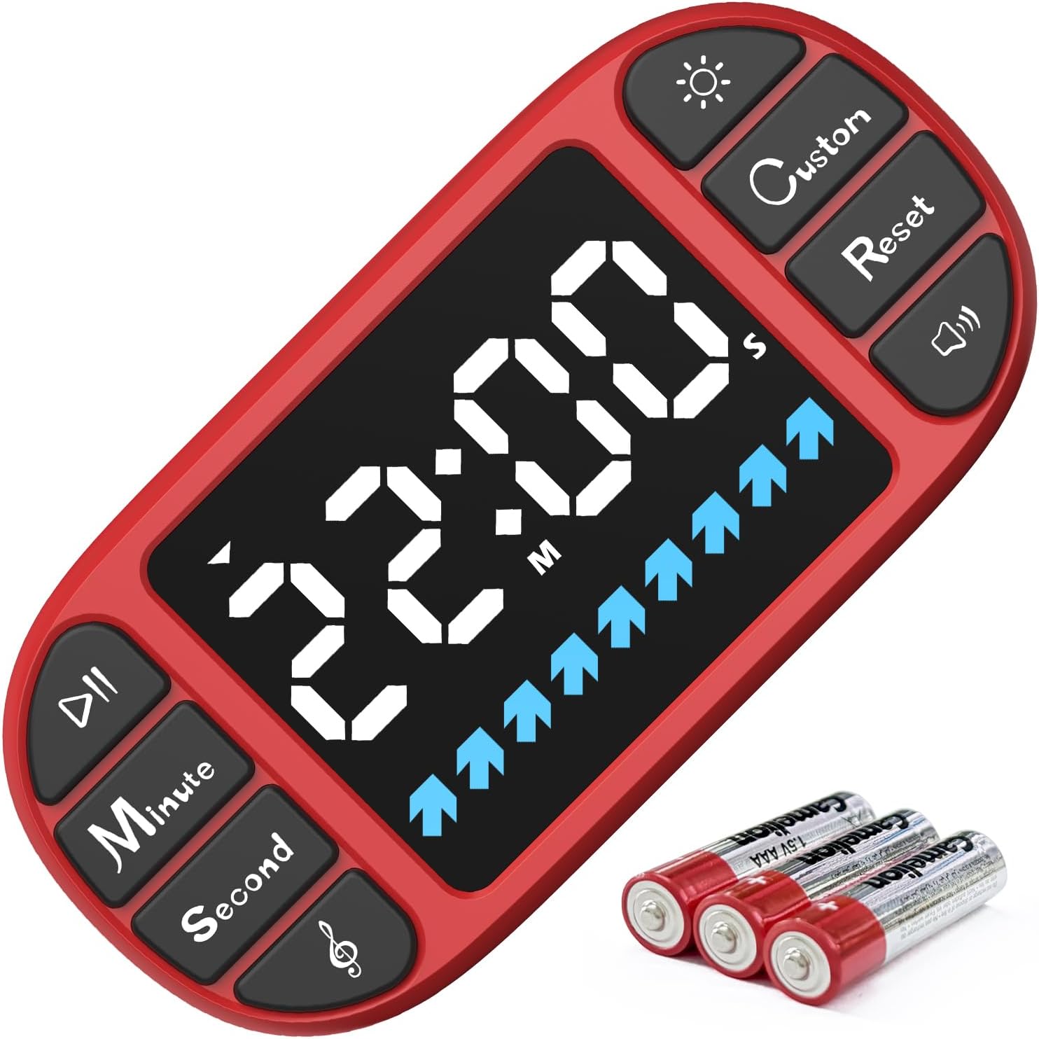 Detalle de Digitaler Küchentimer Magnetisch – LED-Anzeige 3,6 Zoll, 4 Alarmtöne, 4 Lautstärken, Kindersicherung (Rot)