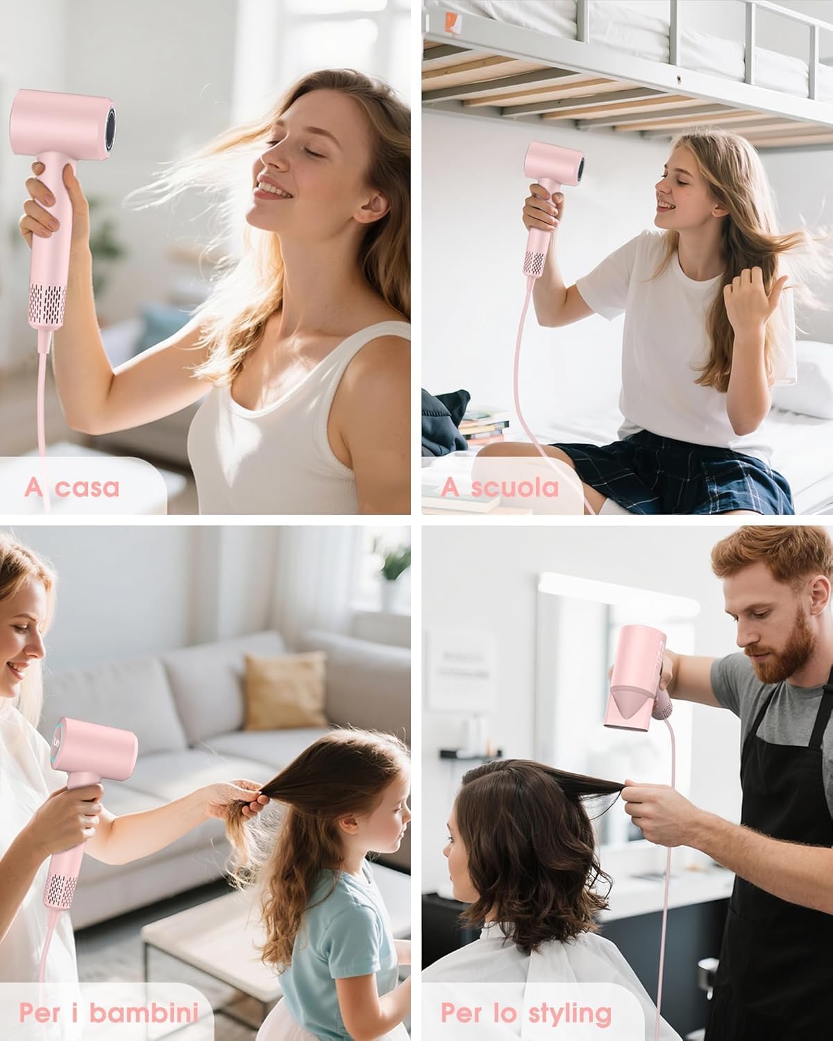 Thumbnail 6 de LKV Asciugacapelli Phon Capelli Ionico Professionale Rosa – Asciugatura rapida e styling delicato