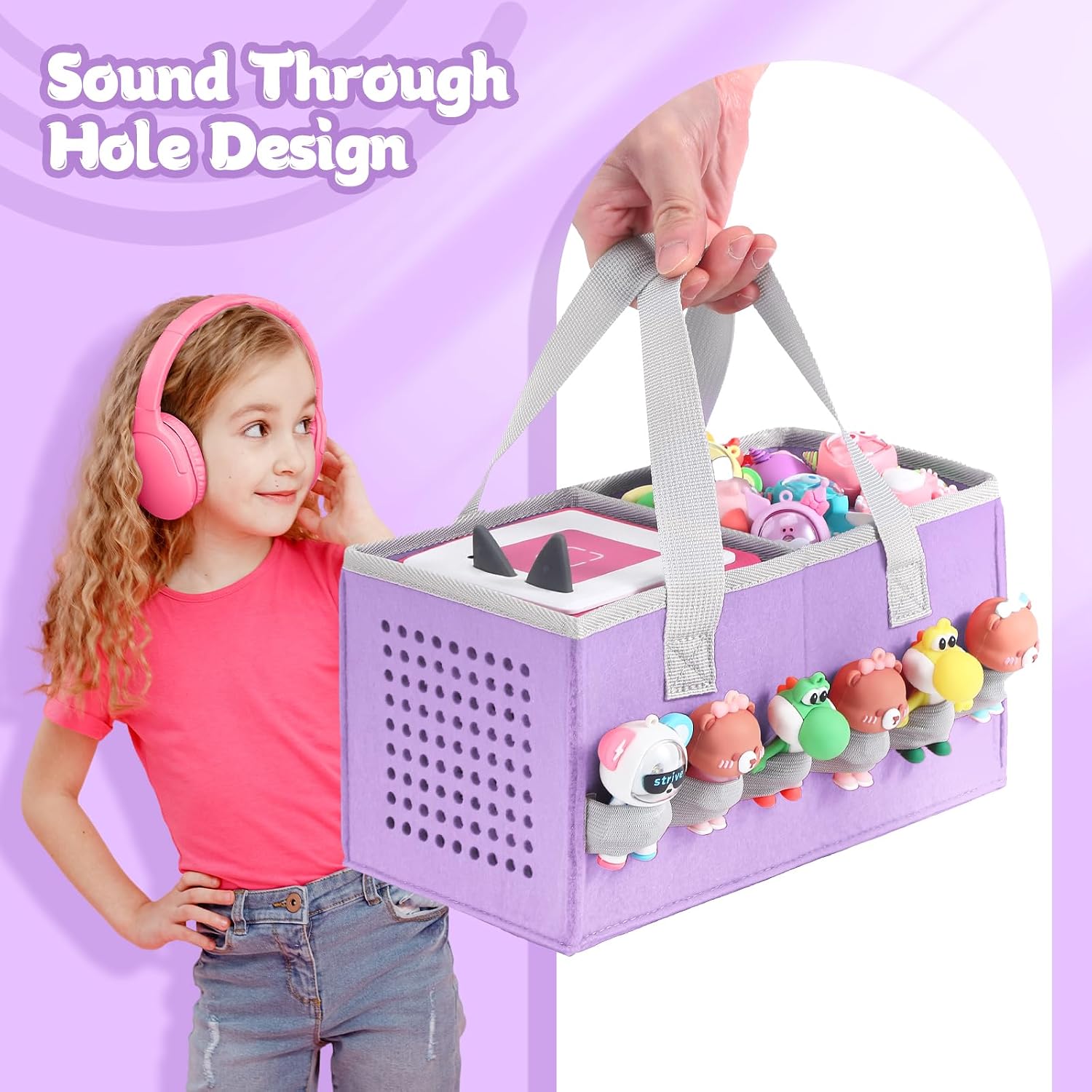 Thumbnail 3 de Piaclen Carrying Case for Toniebox Audio Player & Figurines Starter Set (Felt Organizer Bag, Purple)