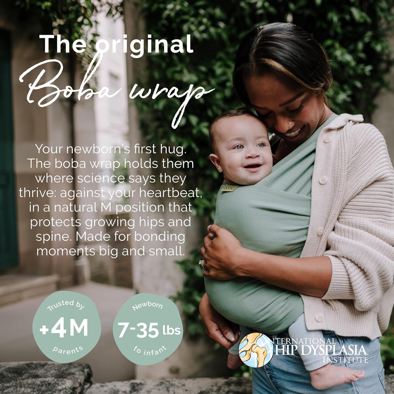 Thumbnail 1 de Boba Baby Wrap Carrier – Original Baby Sling Carrier (7–35 lbs) in Sage Green