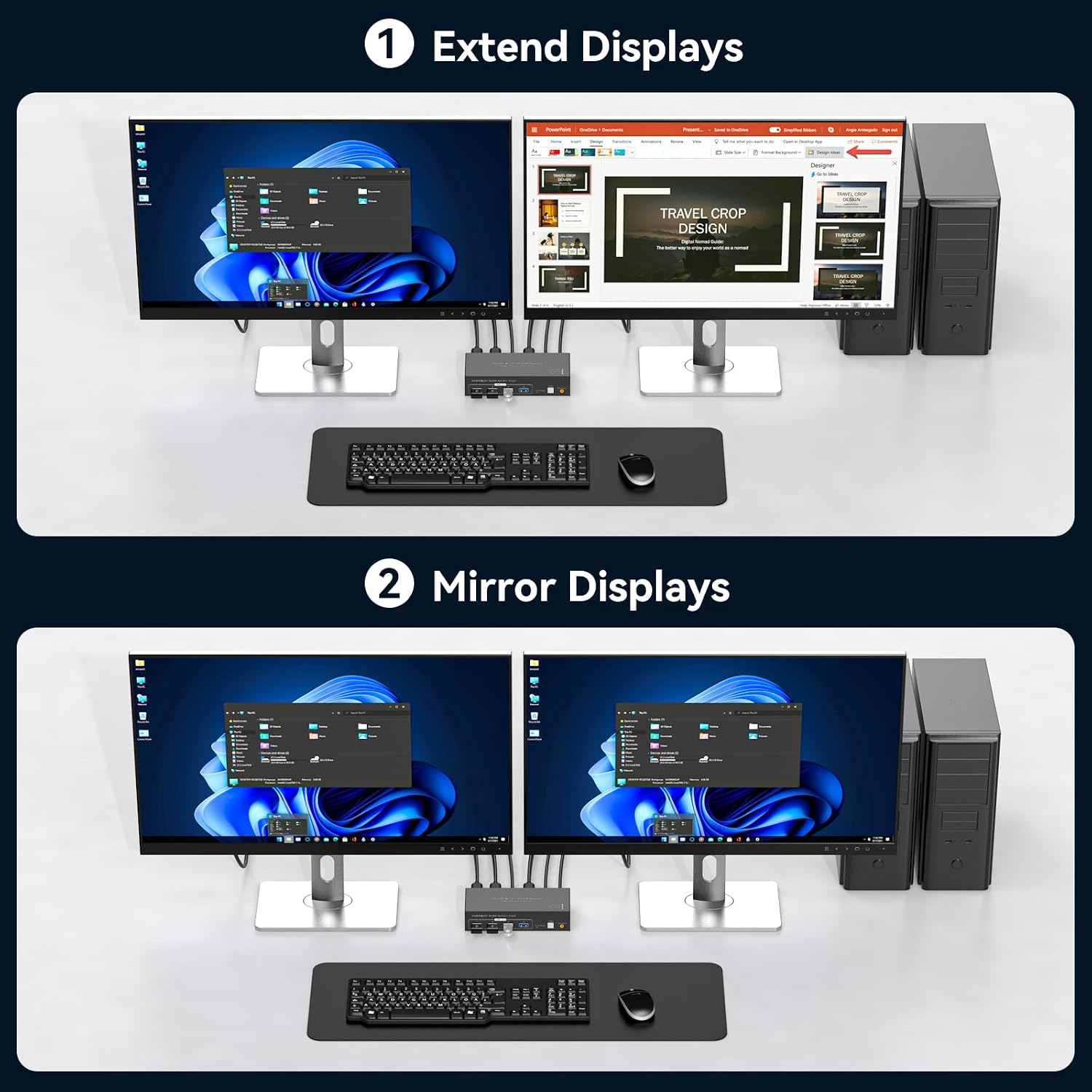 Thumbnail 2 de HDMI+DisplayPort KVM Switch 4K@60Hz for 2 PCs 🖥