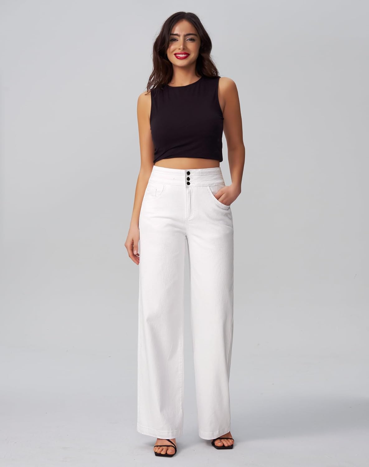 Thumbnail 2 de Roswear Women's Wide Leg Jeans: High-Waisted, Stretchy Comfort with Vintage Flair