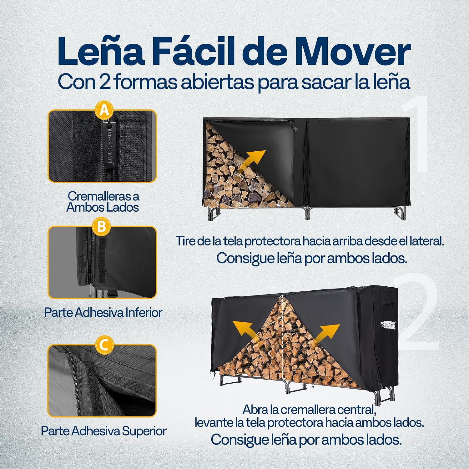 Detalle 2 de VIVOHOME Estante metálico para leña 244×35×122 cm