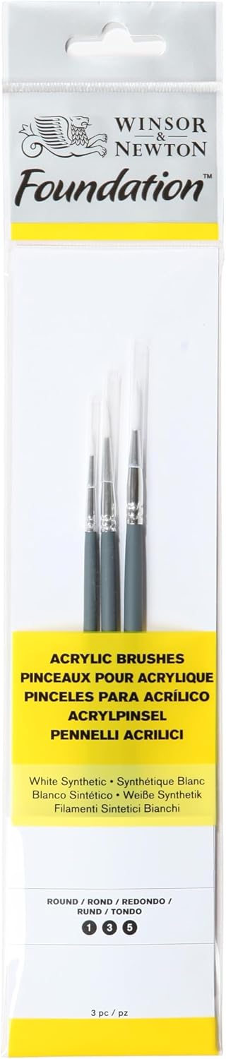 Detalle de Winsor & Newton Foundation Pinceaux Acrylique Synthétique Blanc, X6, Manche Court