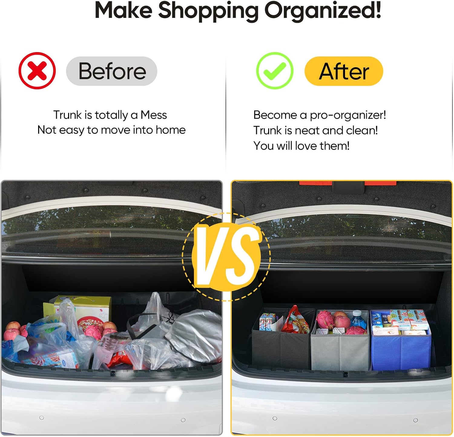 Thumbnail 3 de BALEINE 3Pk Reusable Grocery Bags: Foldable, Reinforced, and Ready for Stress-Free Shopping