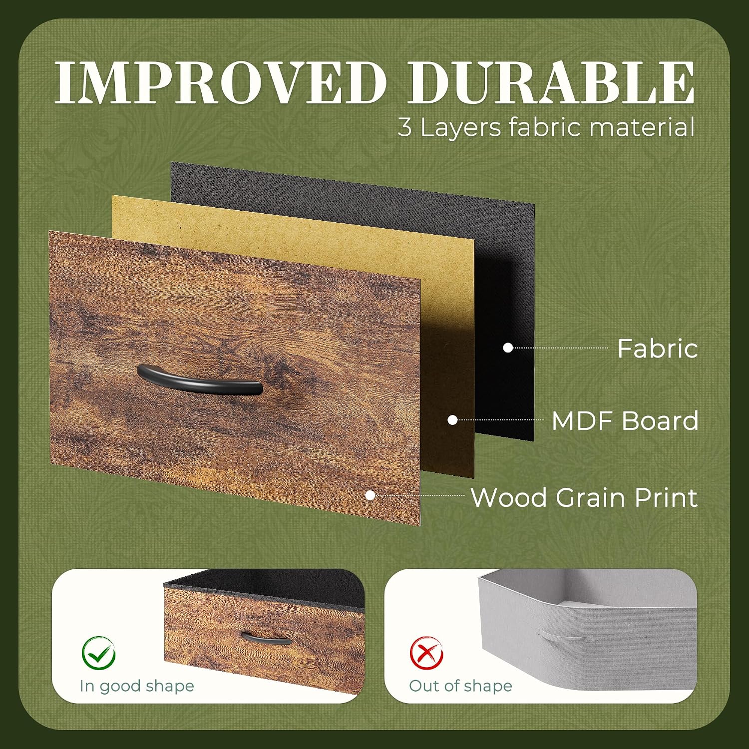 Thumbnail 4 de Huuger 70 Inch Dresser with 12 Fabric Drawers ๐