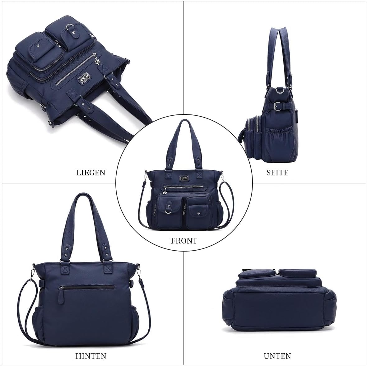 Thumbnail 6 de KL928 Handtasche Damen Umhängetasche Schultertasche mit vielen Fächern – Kaffee