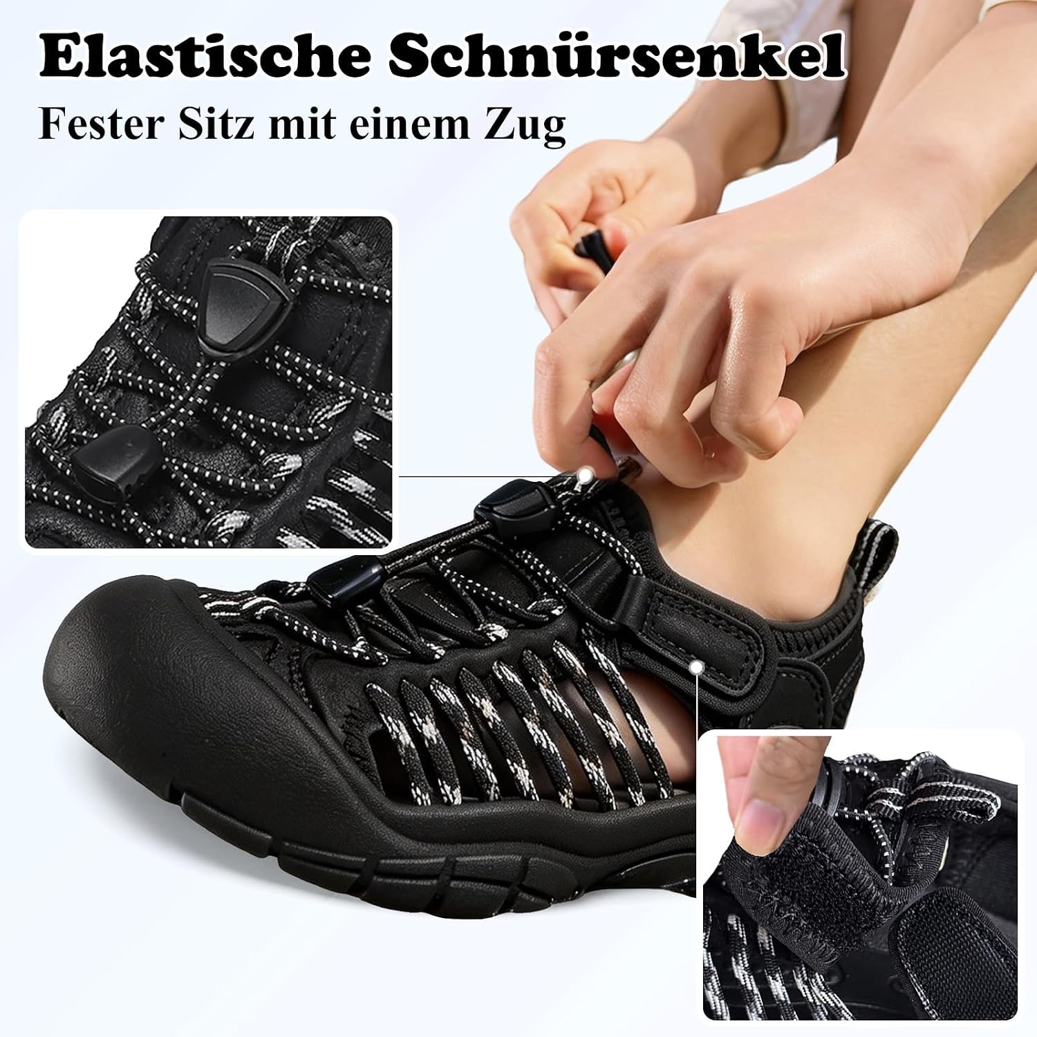 Detalle de JMFCHI SPORTS Unisex Kinder Sandalen – Breite Zehenbox, atmungsaktiv, leicht und sicher